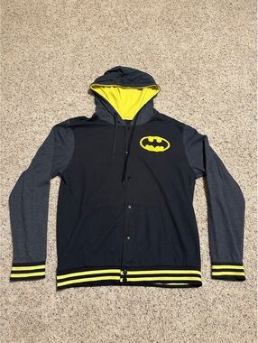 Batman Themed Hoodie Jacket with Yellow and Black Logo